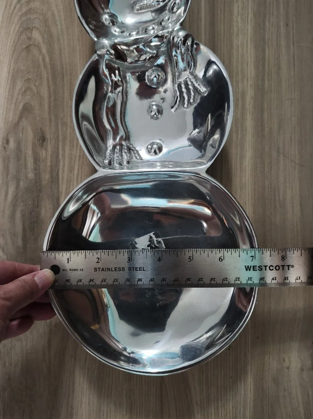 Mariposa Silver Tone Snowman Serving Cast Aluminum Tray
